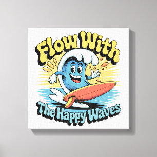 Arte de Pared de Olas Felices Fluyendo