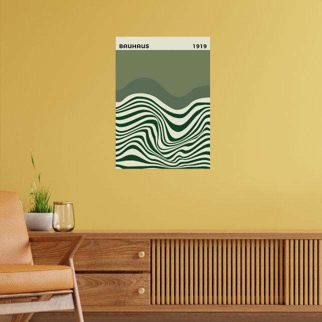 Arte de pared de onda abstracta Bauhaus, decoració (Salón 2)