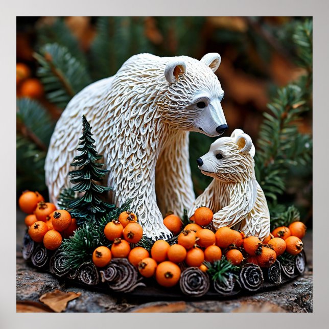 Arte de pared de oso blanco para decoración modern (Frente)