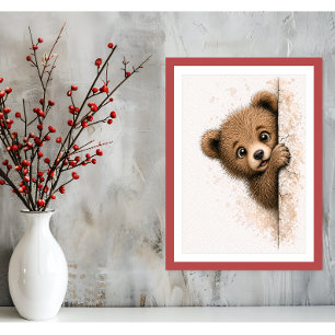 Arte de pared de oso curioso Madera impresión de c