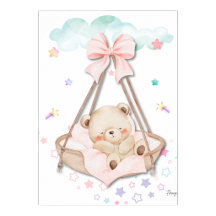 Arte de pared de oso de peluche durmiente imprimib