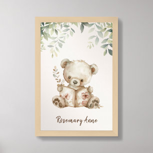 Arte de pared de oso lindo leyendo libros para gua