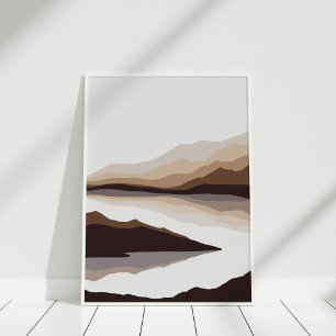 Arte de pared de paisaje abstracto de río de monta
