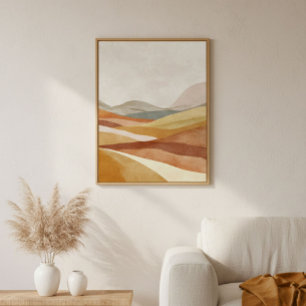 Arte de pared de paisaje abstracto de terracota