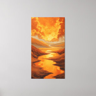 Arte de pared de paisaje abstracto de tono cálido