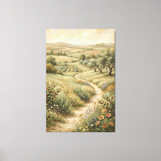 Arte de pared de paisaje agrícola vintage en lienz