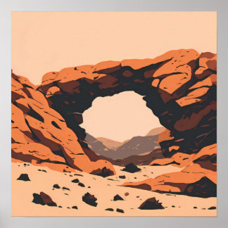 Arte de pared de paisaje de arco de roca del desie