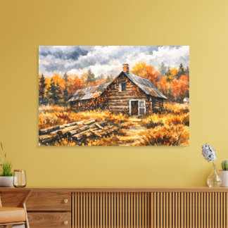 Arte de pared de paisaje de cabaña acogedora de ot