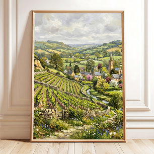 Arte de pared de paisaje de pueblo impresionista