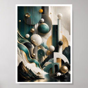 Arte de pared de paisaje geométrico 3D de lujo