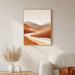 Arte de pared de paisaje minimalista de terracota