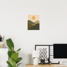Arte de pared de paisaje montañoso minimalista