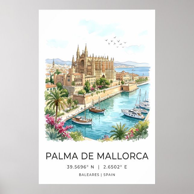 Arte de pared de Palma De Mallorca Póster de viaje (Frente)