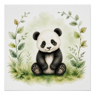 Arte de pared de panda de vida silvestre Póster de