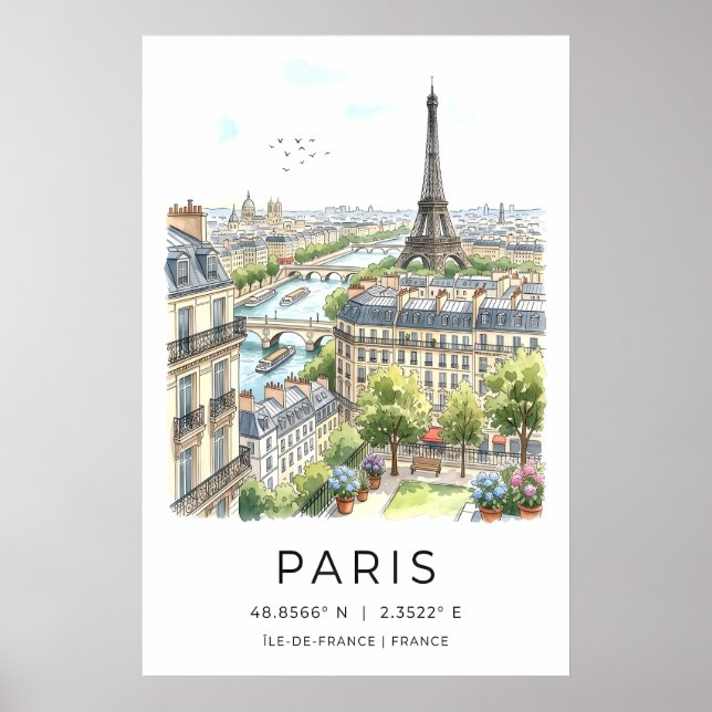 Arte de pared de París Impresión de paisaje urbano (Frente)