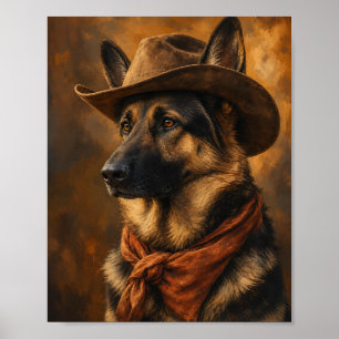 Arte de pared de Pastor Alemán — Retrato de vaquer