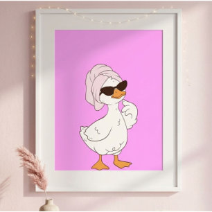 Arte de pared de pato de dibujos animados lindo   