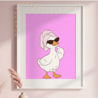 Arte de pared de pato de dibujos animados lindo |