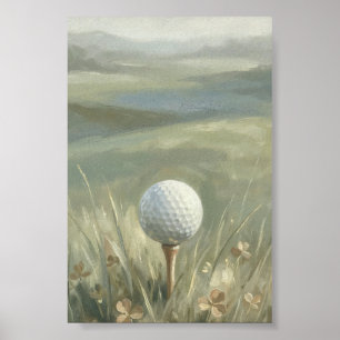 Arte de pared de pelota de golf en tee paisaje