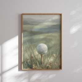Arte de pared de pelota de golf en tee paisaje