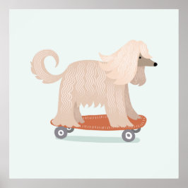 Arte de pared de perro en monopatín