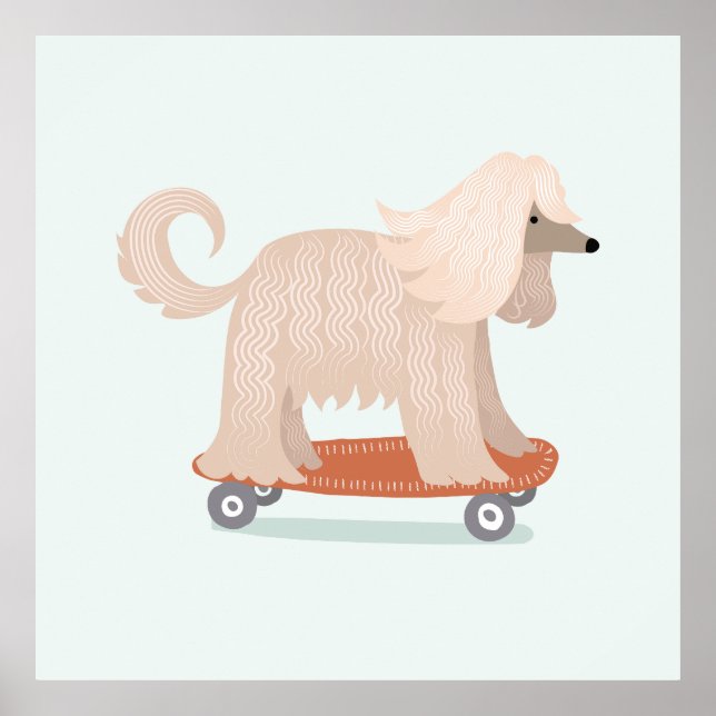 Arte de pared de perro en monopatín (Frente)