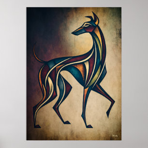 Arte de pared de perro geométrico abstracto Art De