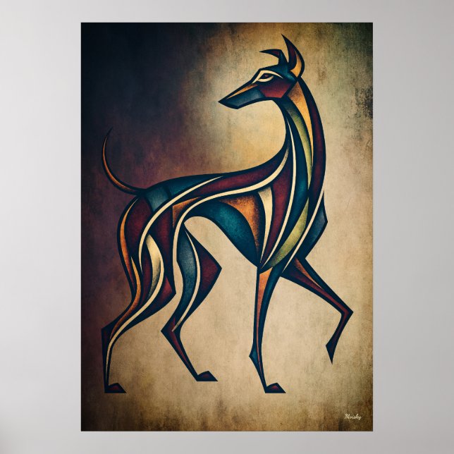 Arte de pared de perro geométrico abstracto Art De (Frente)
