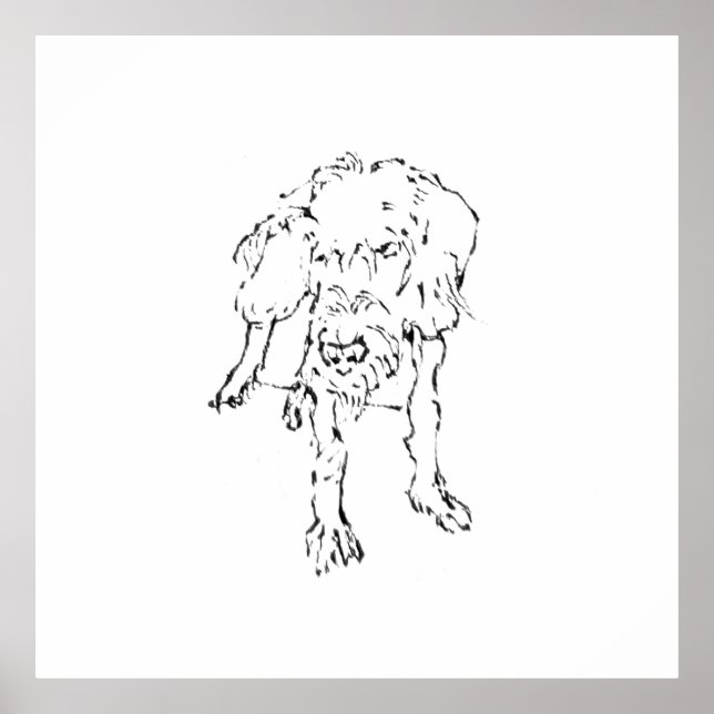 Arte de Pared de Perro Salchicha de Pelo Rizado Li (Frente)