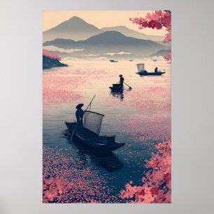 Arte de pared de pesca Zen Paisaje acuático tranqu