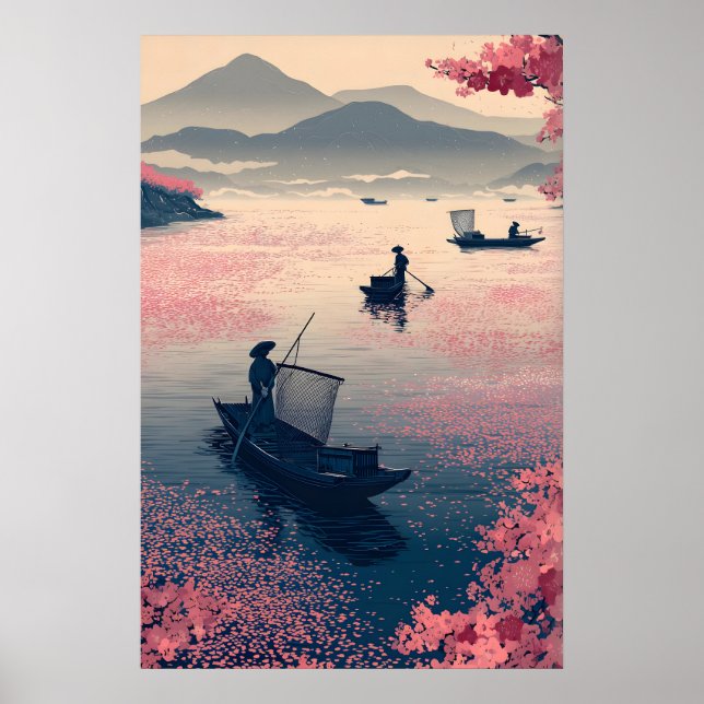 Arte de pared de pesca Zen Paisaje acuático tranqu (Frente)