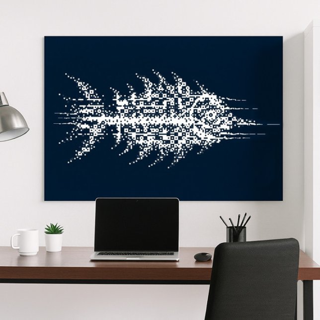 Arte de Pared de Pez Blanco con Glitch Pixel (Subido por el creador)