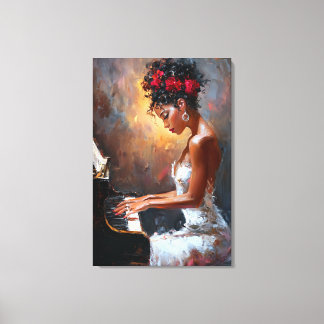 Arte de pared de pianista mujer negra | Afrocentri