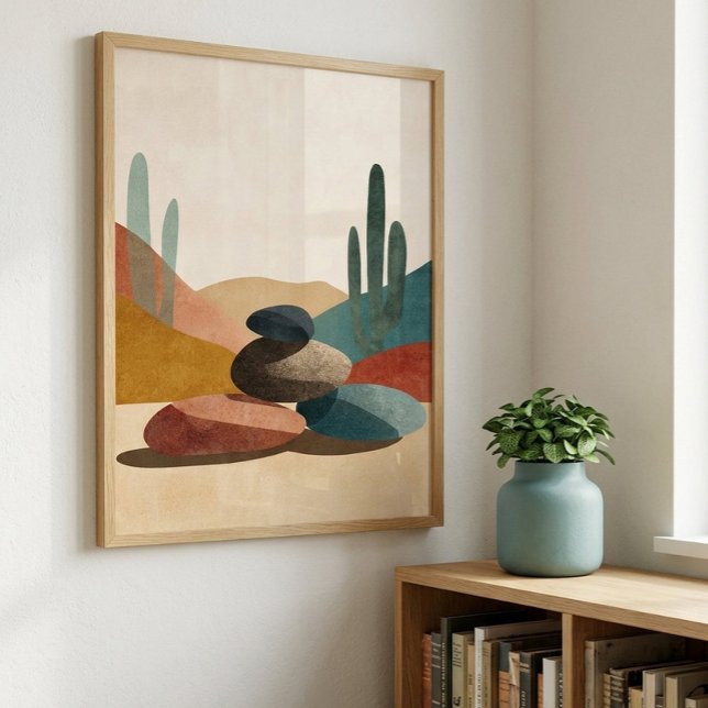 Arte de pared de piedra de cactus del desierto par (Subido por el creador)