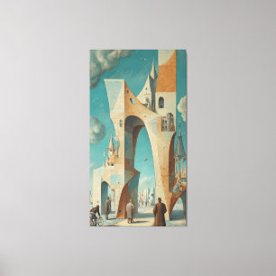 Arte de pared de pintura al óleo de ciudad surreal