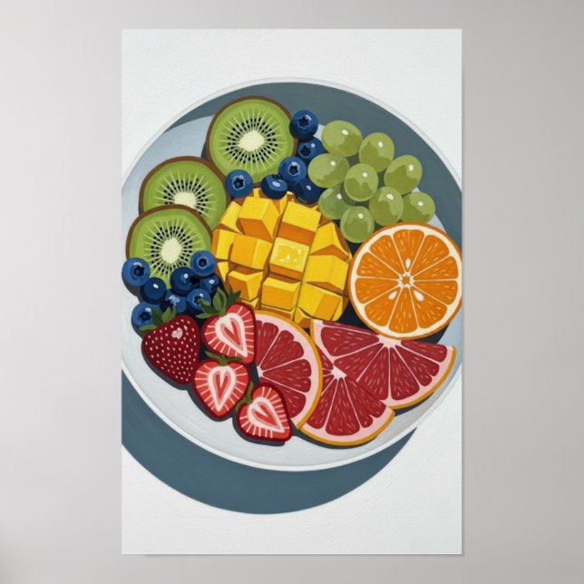 Arte de pared de plaquetas de frutas (Frente)