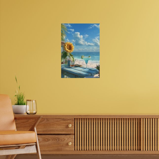 Arte de pared de playa de girasol tropical | Impre (Salón 2)