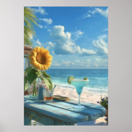 Arte de pared de playa de girasol tropical | Impre