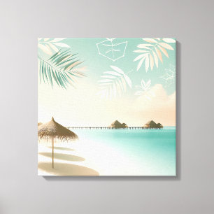 Arte de pared de playa tropical Impresión de vista