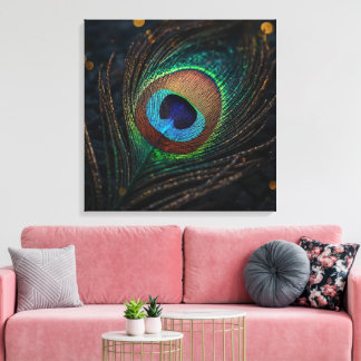 Arte de pared de pluma de pavo real – Naturaleza b