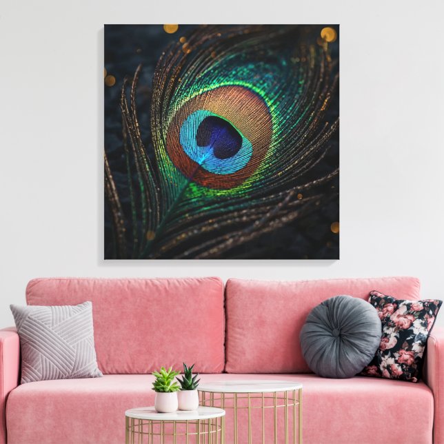 Arte de pared de pluma de pavo real – Naturaleza b (Insitu (Sala de estar))