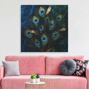 Arte de pared de plumas de pavo real divinas Esp