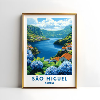 Arte de Pared de Póster de Viaje a Sao Miguel Azor