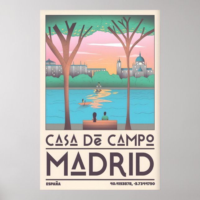Arte de pared de póster de viaje de Madrid estilo  (Frente)