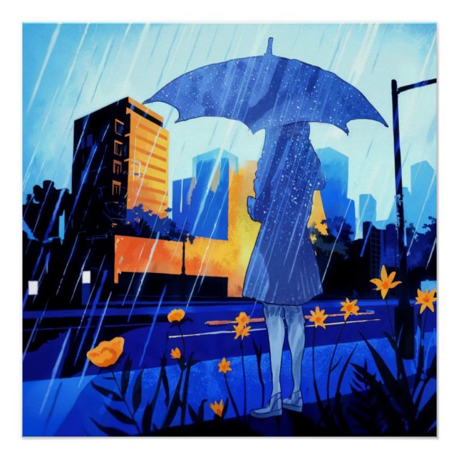 Arte de pared de Poster en el día de lluvia en el  (Anverso)