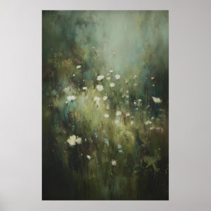 Arte de pared de pradera de flores silvestres, flo