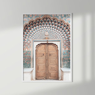 Arte de pared de puerta marroquí Terracotta & Teal