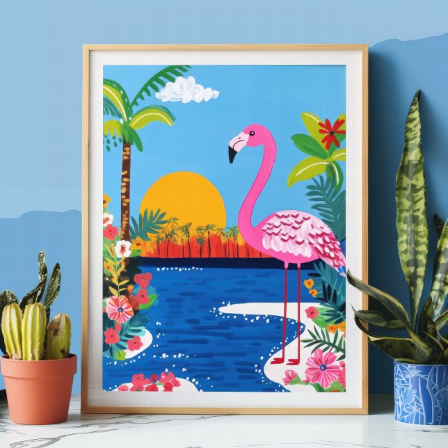 Arte de pared de puesta de sol tropical flamenco r (Subido por el creador)