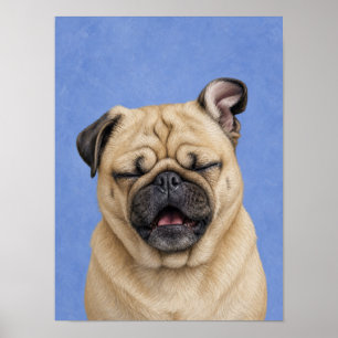 Arte de pared de Pug — Retrato divertido de un est