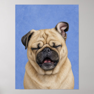 Arte de pared de Pug — Retrato divertido de un est